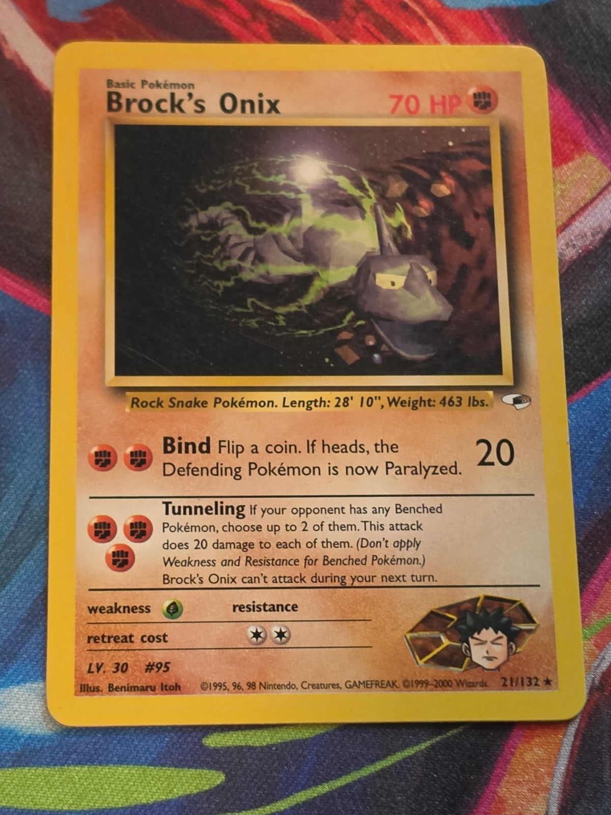 Brock's Onix (21) Unlimited Rare Gym Heroes 021/132 NM-/LP+ Pokemon
