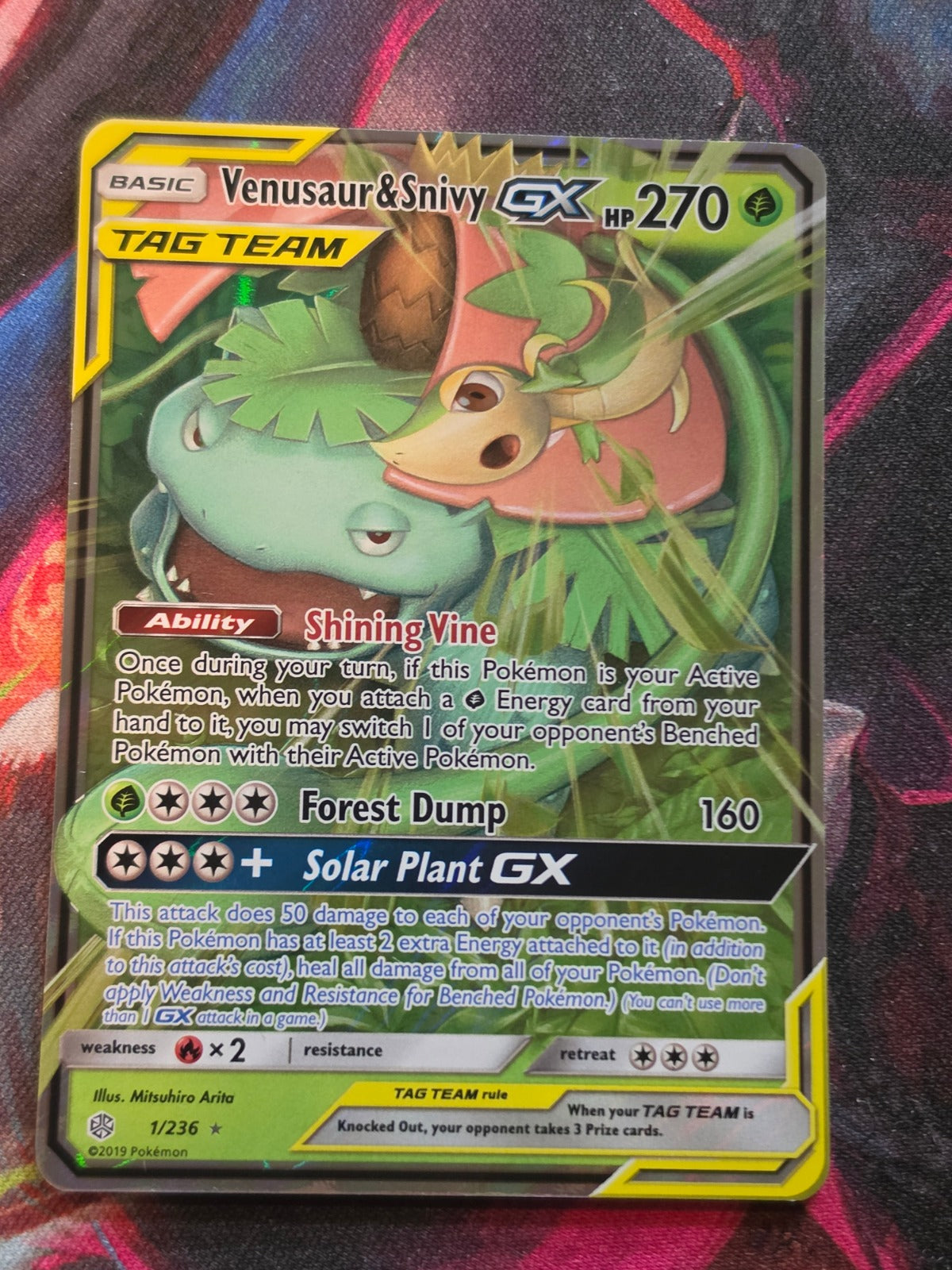 Venusaur & Snivy GX Ultra Rare Cosmic Eclipse 1/236 NM Pokemon