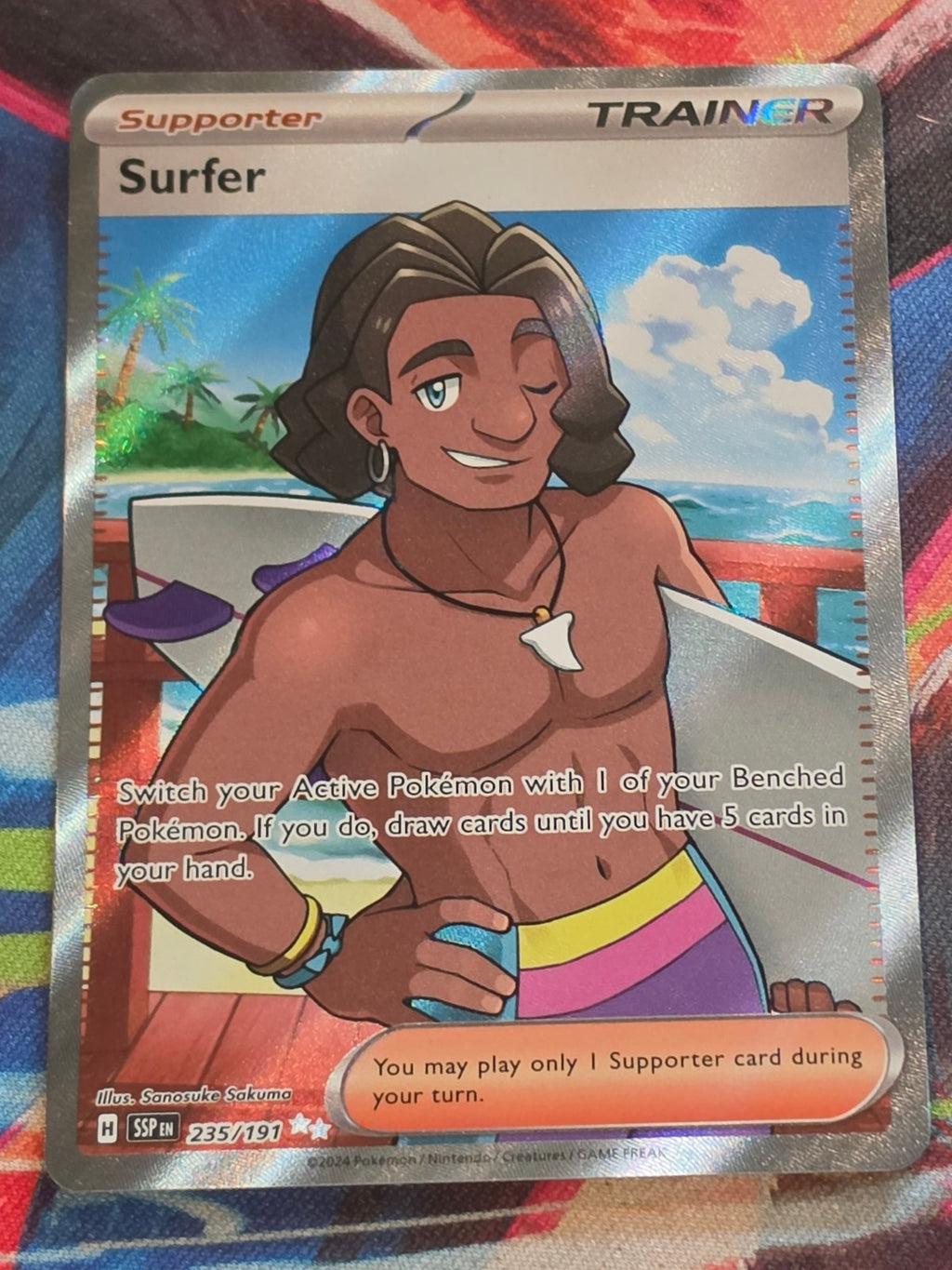 Surfer Ultra Rare SV08: Surging Sparks 235/191 NM Pokemon