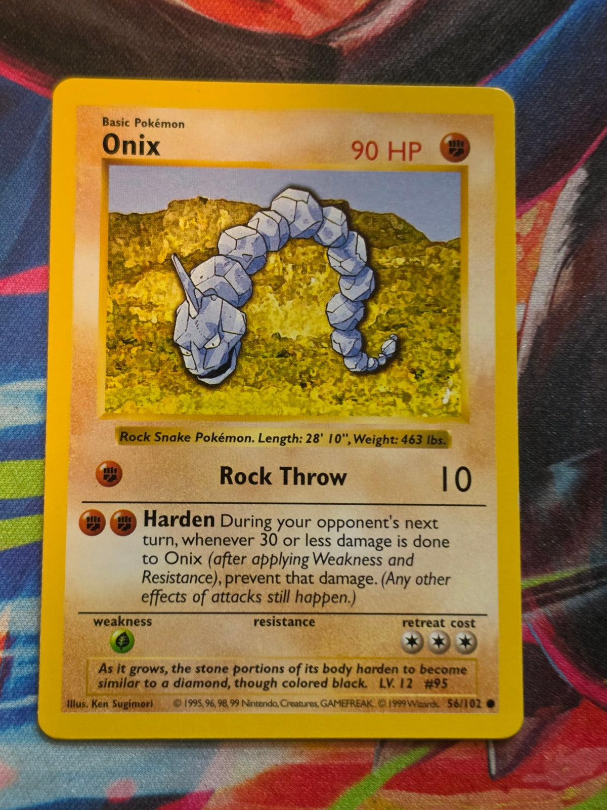 Onix Shadowless Base Set Common 056/102 LP+ Pokemon