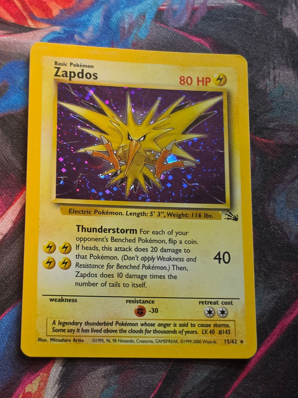Zapdos Cosmos Holo Promo Miscellaneous Cards & Products 015/062 1999-2000 Australian 3rd Print NM-/LP+ Pokemon