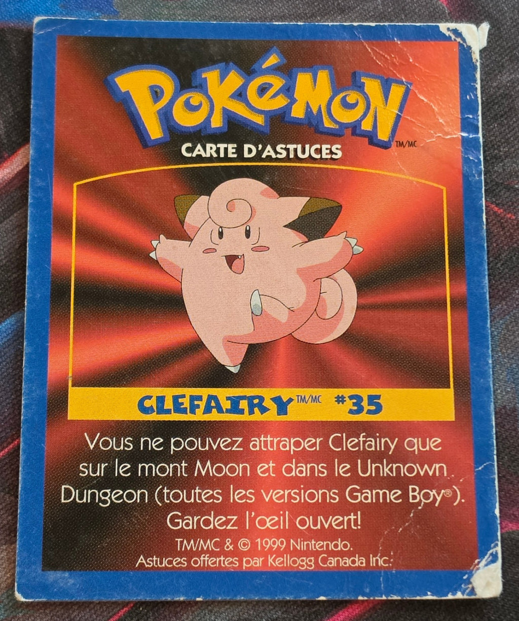 Clefairy #35 Kellogg Canada Game Tip Card DMG (Back)