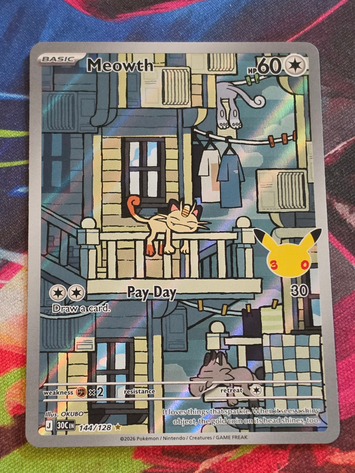 Meowth - 144/128 - ME: 30th Celebration - Illustration Rare - NM - Pokemon