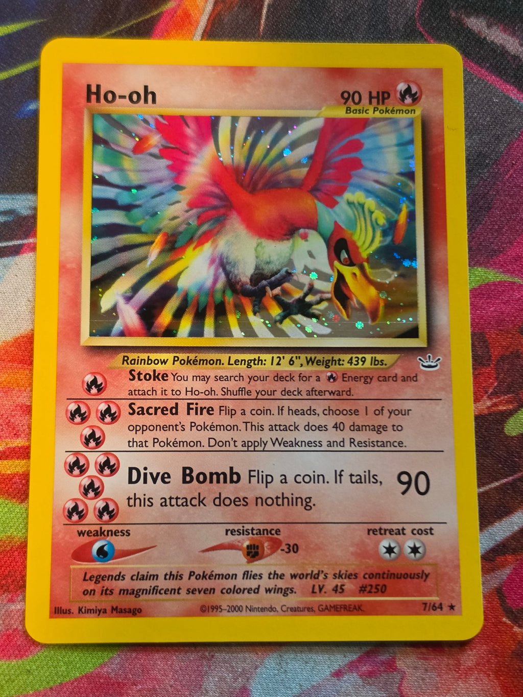 Ho-oh (7) Holo Rare Unlimited Neo Revelation 07/64 LP *Small indent on back right Pokemon