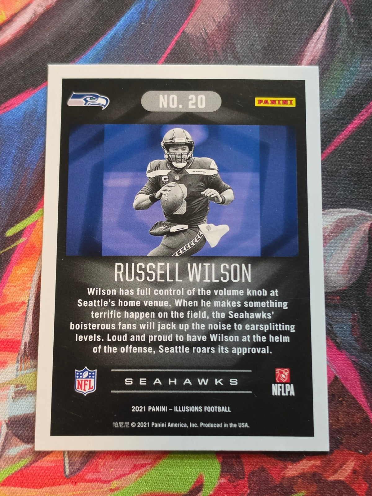 Russell Wilson 2021 Panini Illusions 20 NM Football (Back)