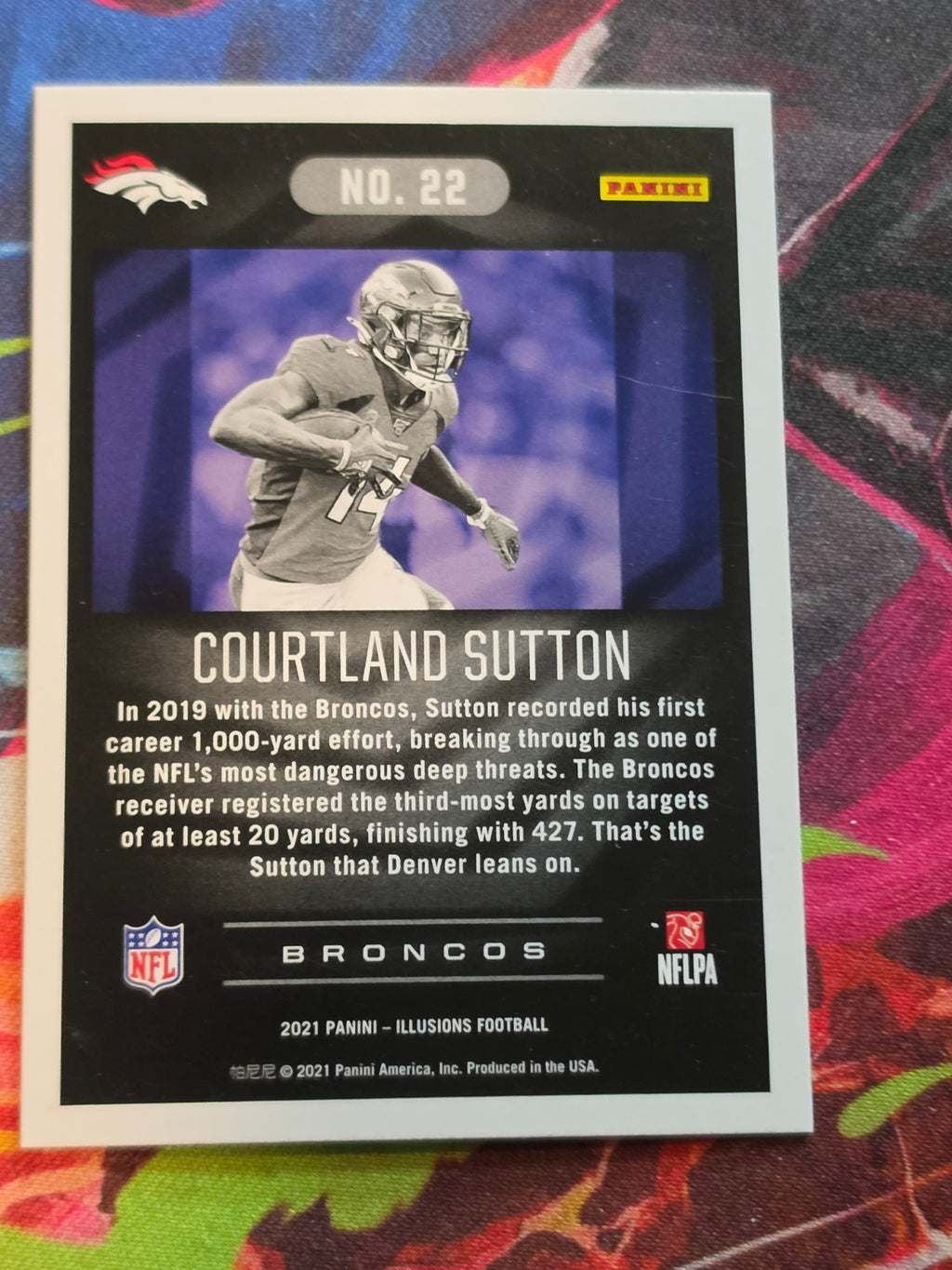 Courtland Sutton 2021 Panini Illusions 22 NM Football (Back)