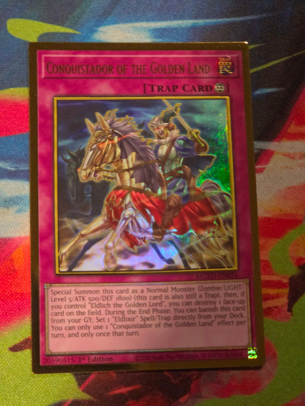 Conquistador of the Golden Land Premium Gold Rare Maximum Gold: El Dorado MGED-EN054 1st Edition LP Yu-Gi-Oh!