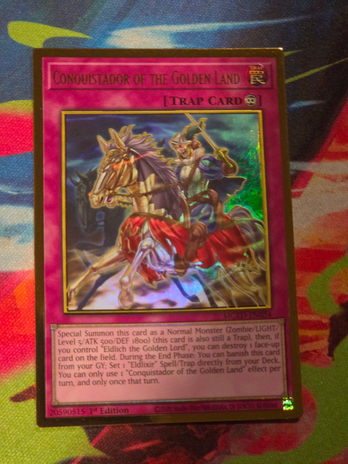 Conquistador of the Golden Land Premium Gold Rare Maximum Gold: El Dorado MGED-EN054 1st Edition LP Yu-Gi-Oh!