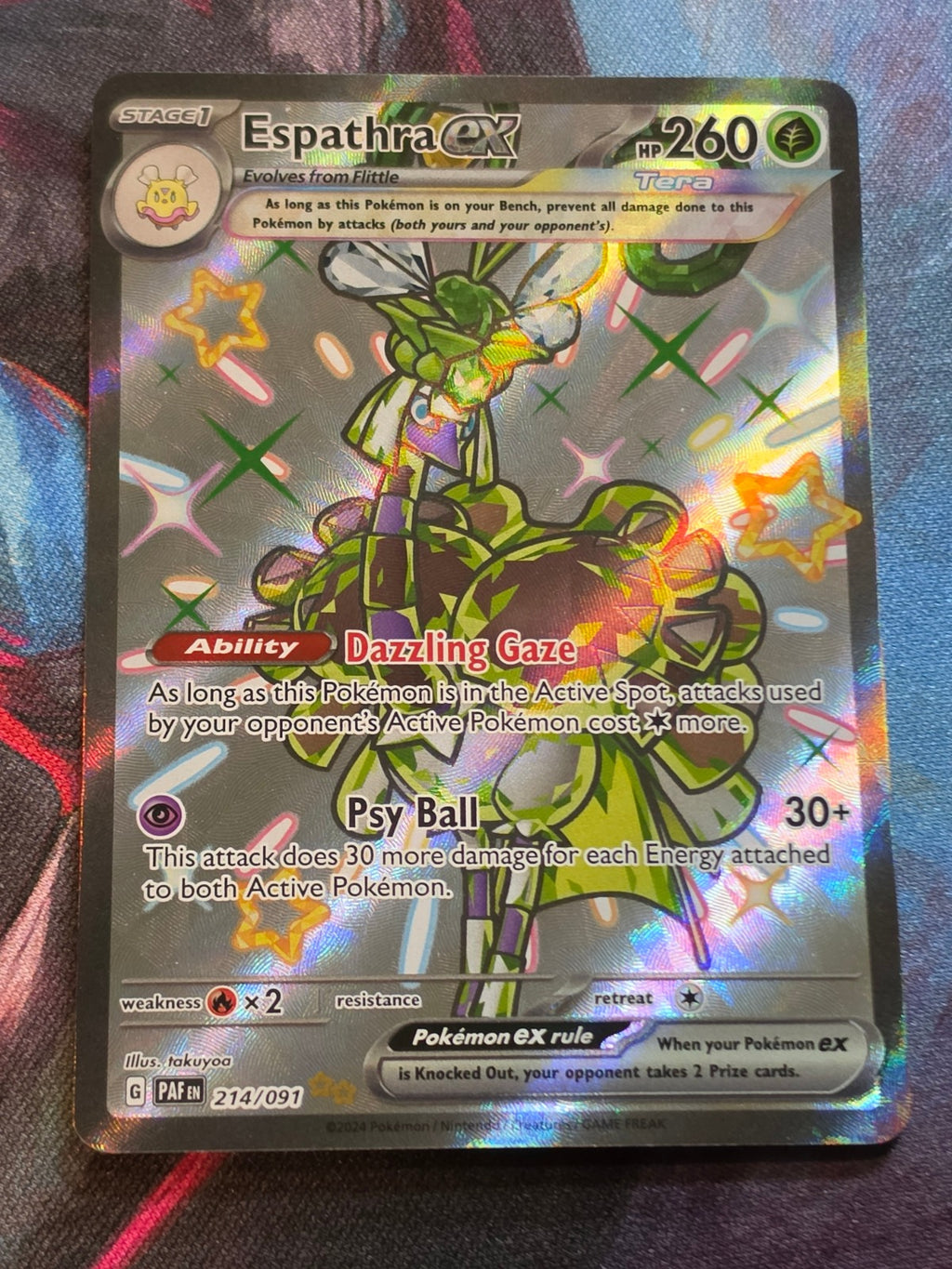 Espathra ex Shiny Ultra Rare Paldean Fates 214/091 NM Pokemon