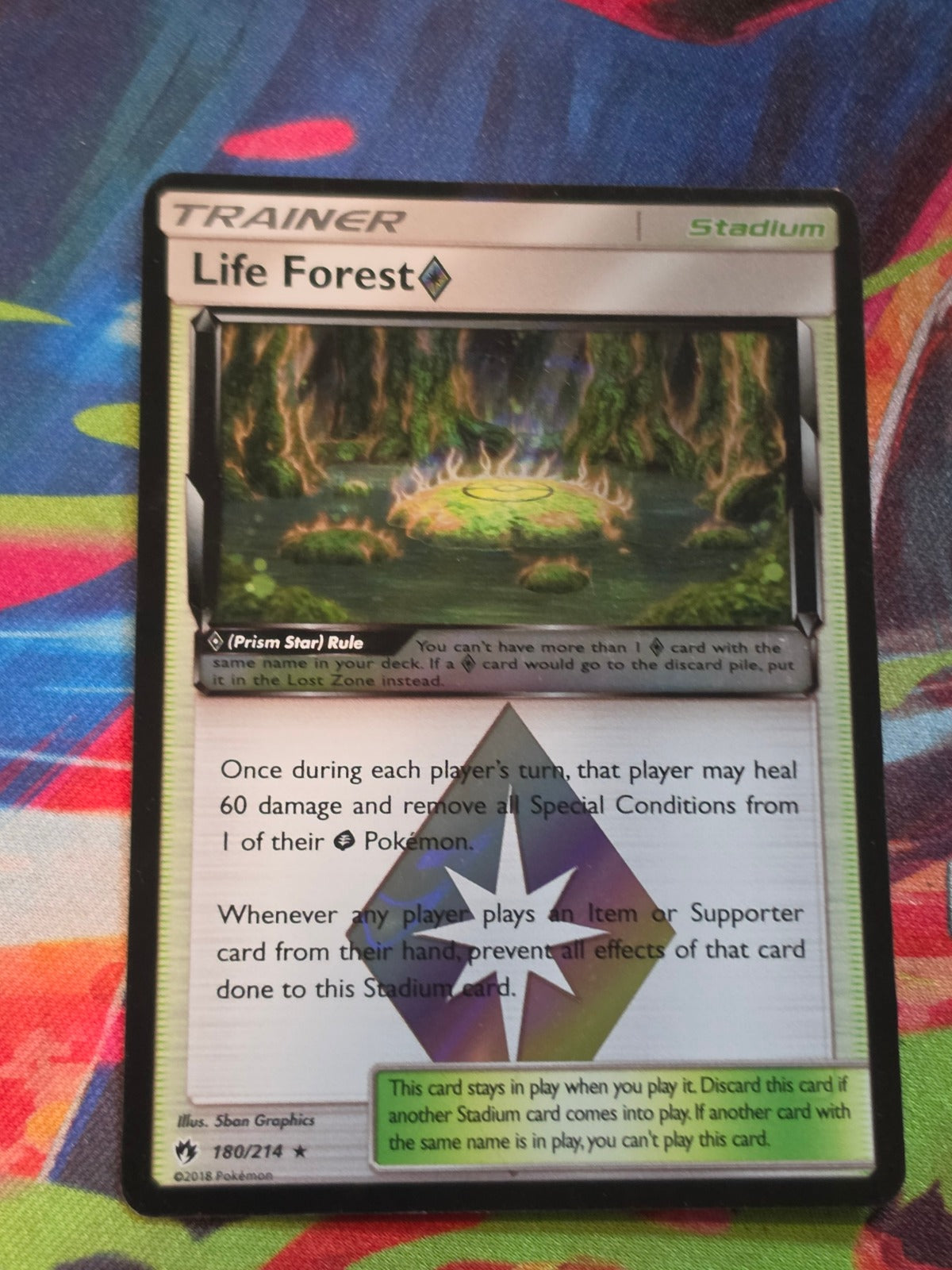 Life Forest Prism Star Prism Rare SM - Lost Thunder 180/214 NM Pokemon