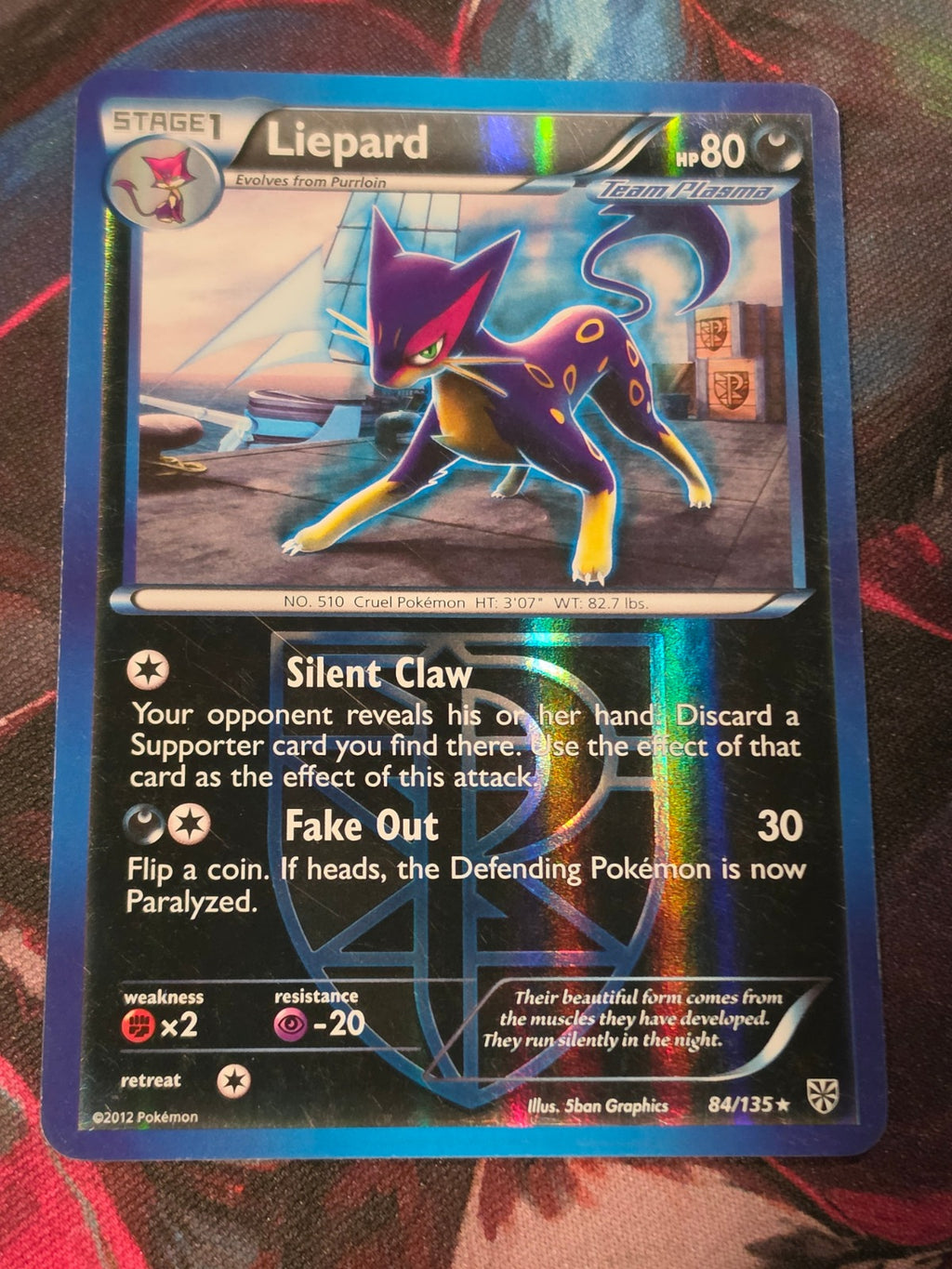 Liepard (Team Plasma) - 84/135 - Plasma Storm - Rare - Reverse Holo - LP - Pokemon