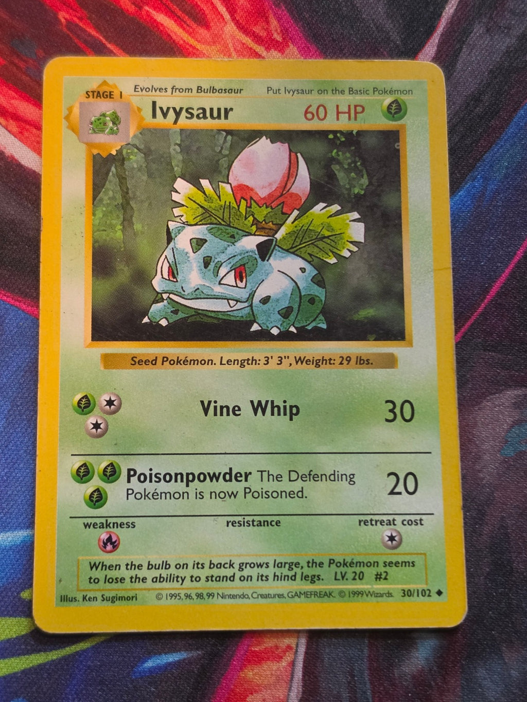 Ivysaur Shadowless Base Set Uncommon 030/102 MP Pokemon