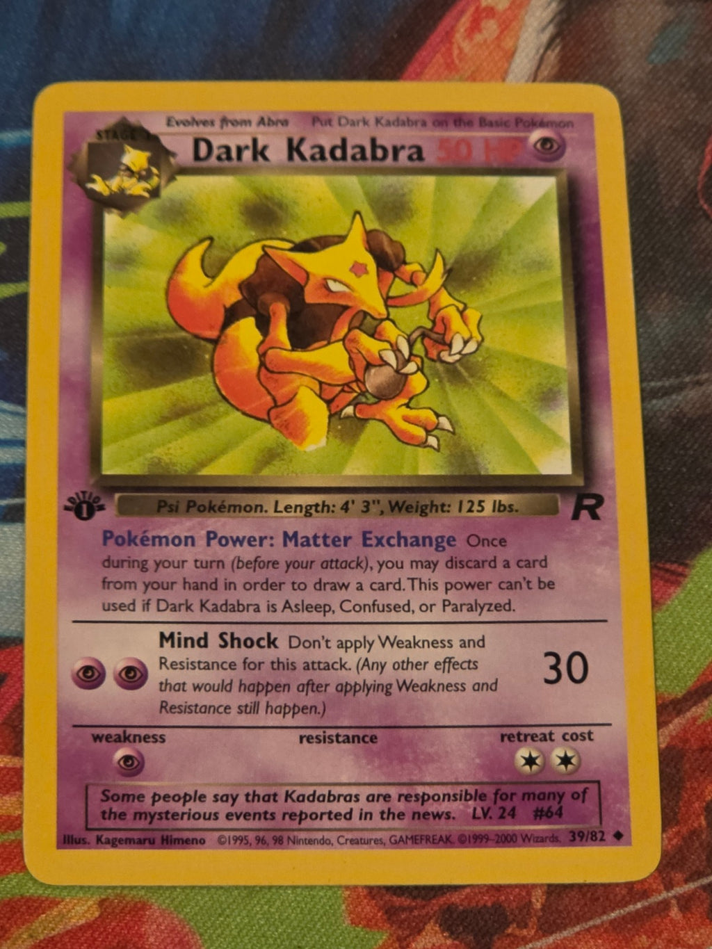 Dark Kadabra Uncommon 1st Edition Team Rocket 39/82 NM-/LP+ Pokemon