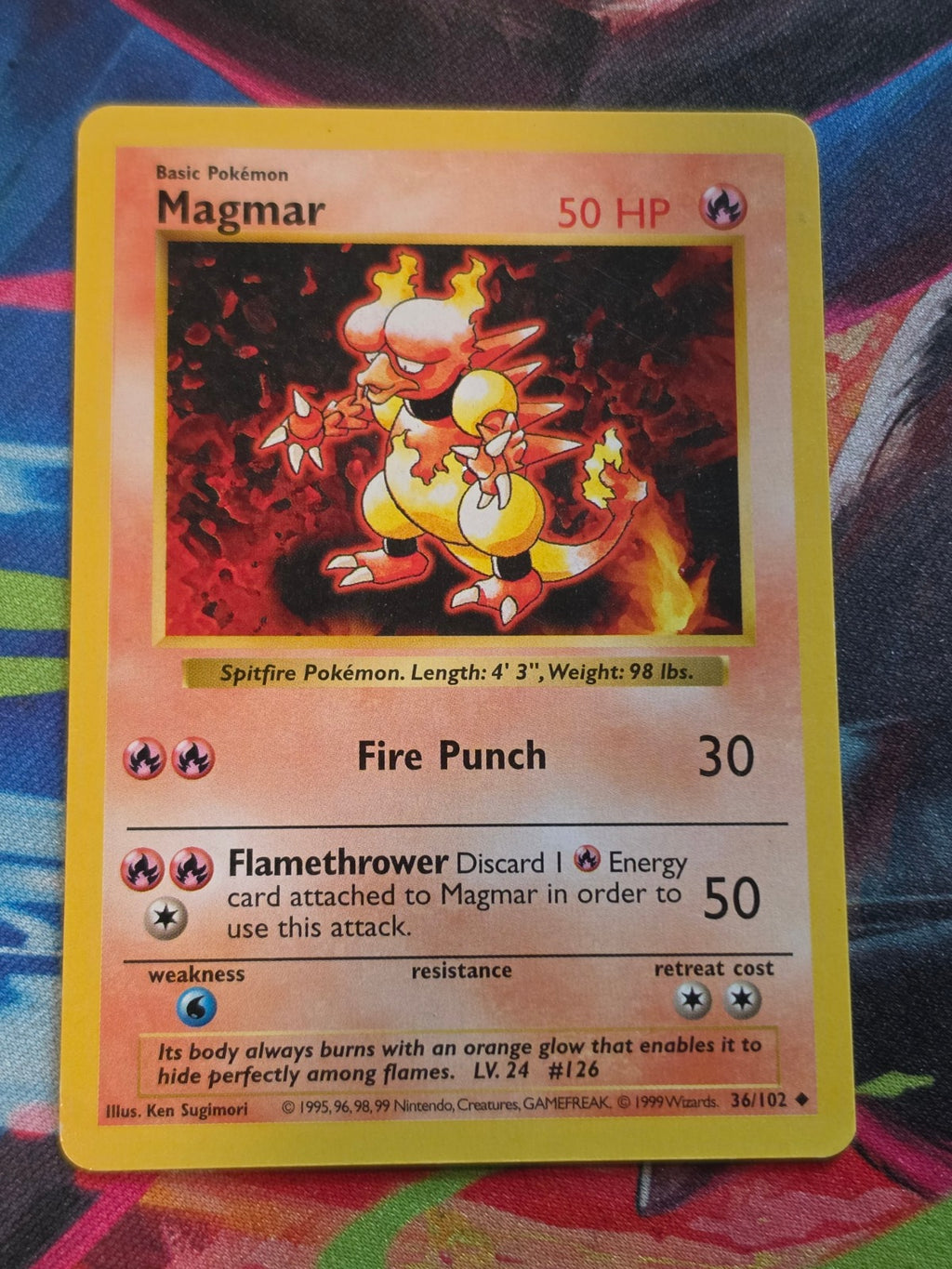 Magmar Shadowless Base Set Uncommon 036/102 LP Pokemon