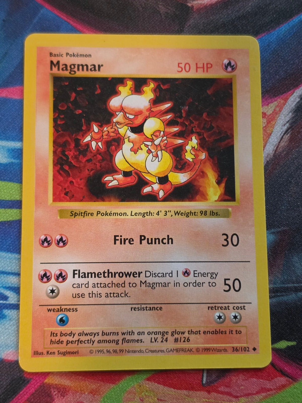 Magmar Shadowless Base Set Uncommon 036/102 LP Pokemon