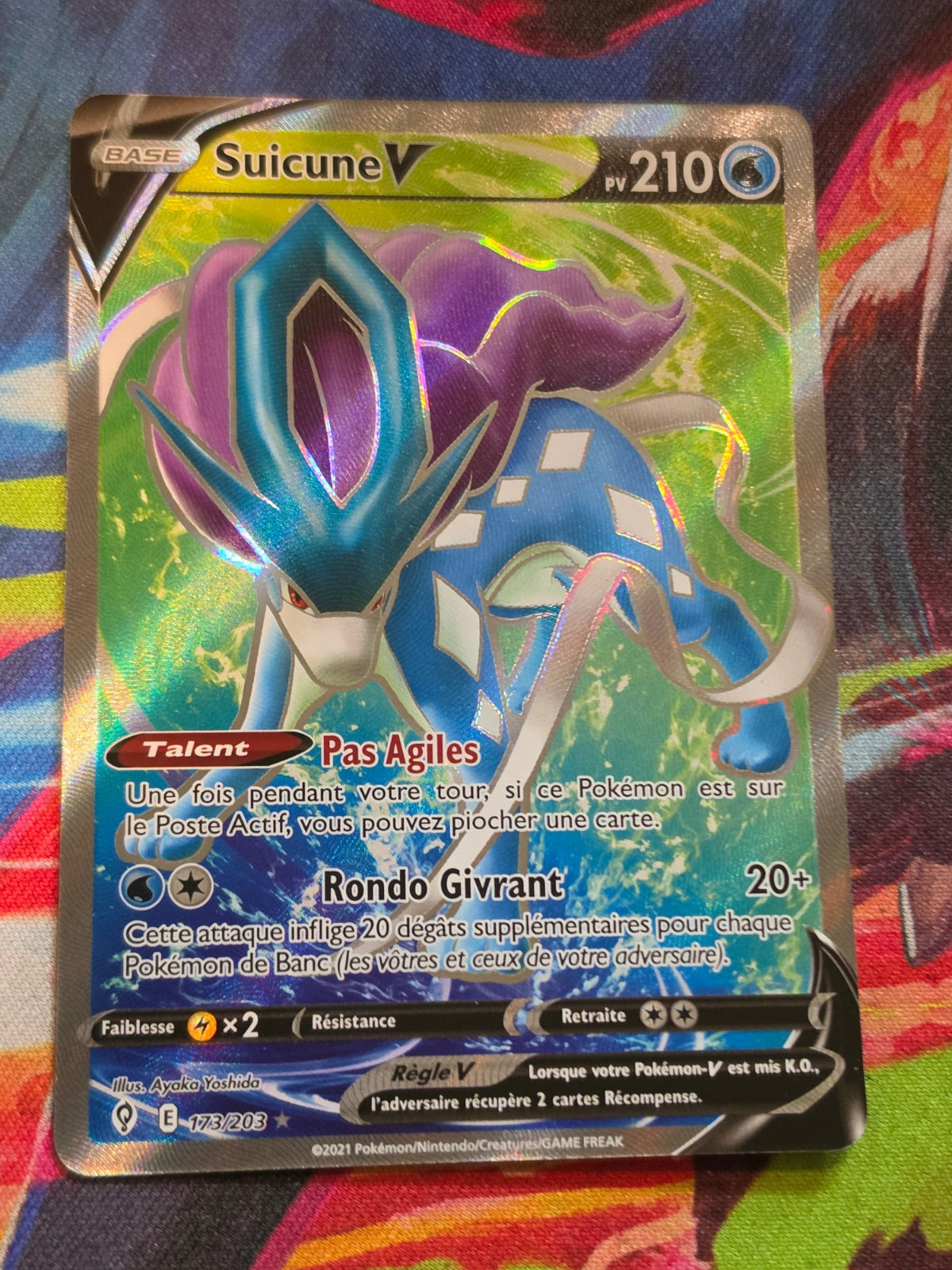Suicune V (Full Art) Ultra Rare SWSH07: Evolving Skies 173/203 NM Pokemon