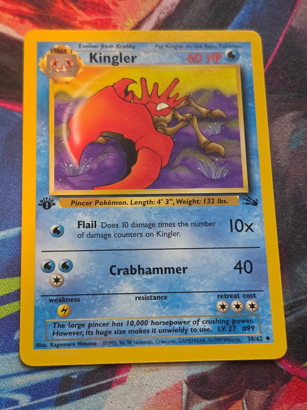 Kingler 1st Edition Uncommon Fossil 38/62 NM Pokemon