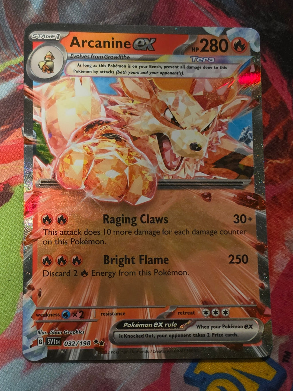 Arcanine ex Double Rare SV01: Scarlet & Violet Base Set 032/198 NM Pokemon