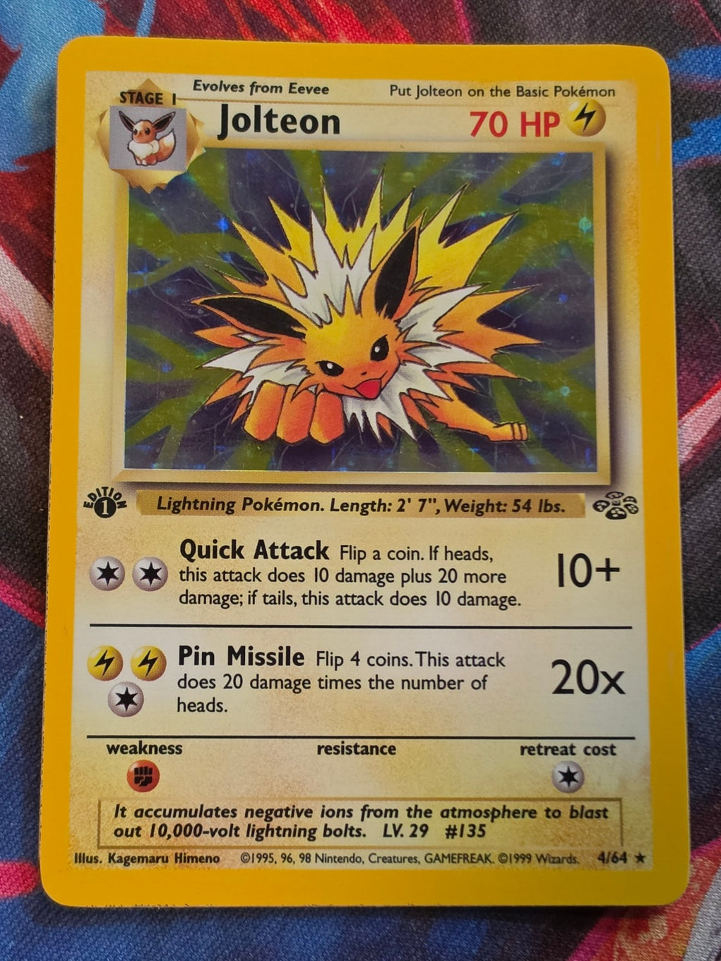 Jolteon Holo Rare Jungle 04/64 1st Edition NM-/LP+ Pokemon