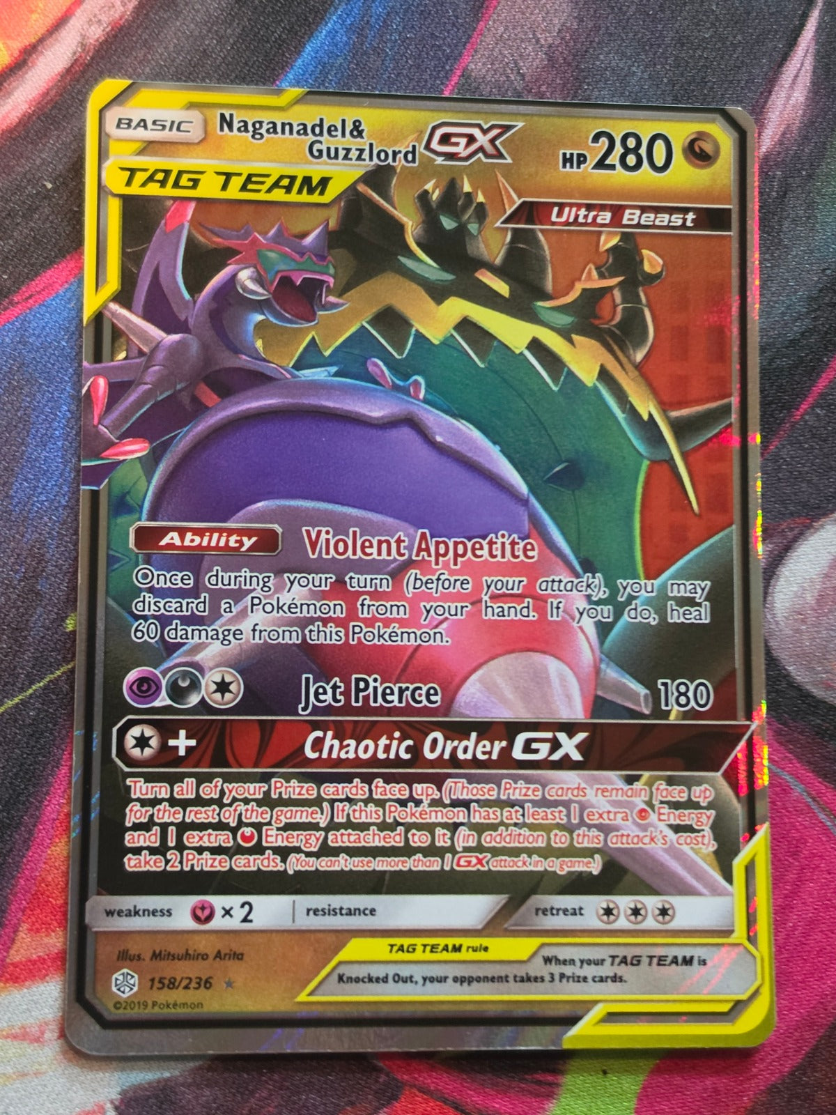 Naganadel & Guzzlord GX Ultra Rare Cosmic Eclipse 158/236 NM Pokemon