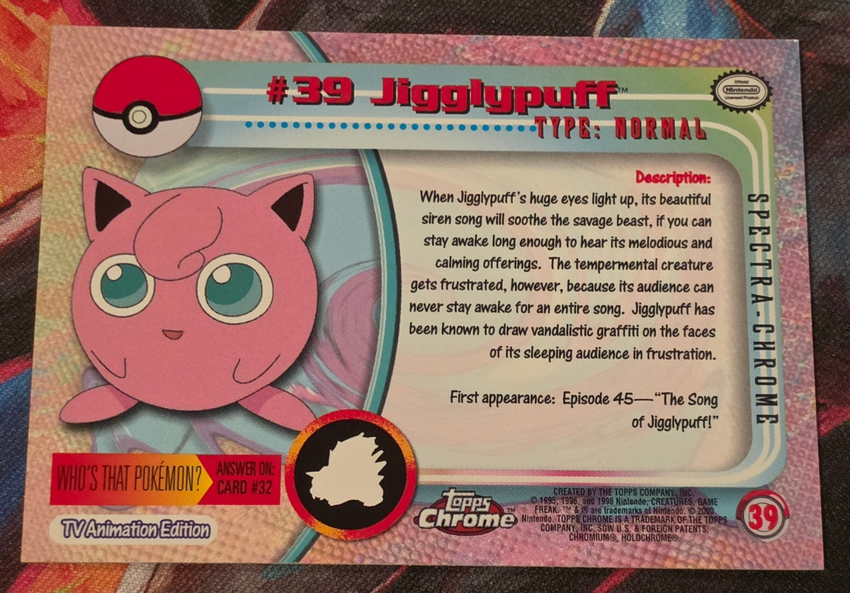 Jigglypuff #39 - 2000 Topps Chrome - NM - Pokemon (Back)