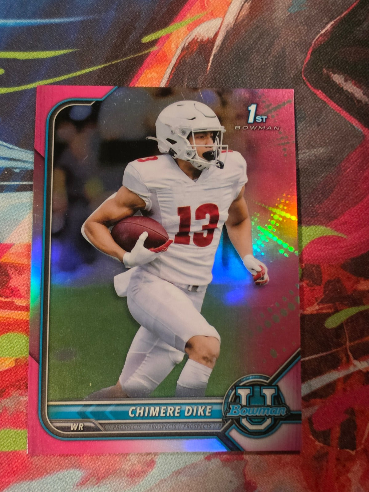 Chimere Dike 2021-22 Bowman University - Chrome Prospects Pink Refractor 86 NM Football