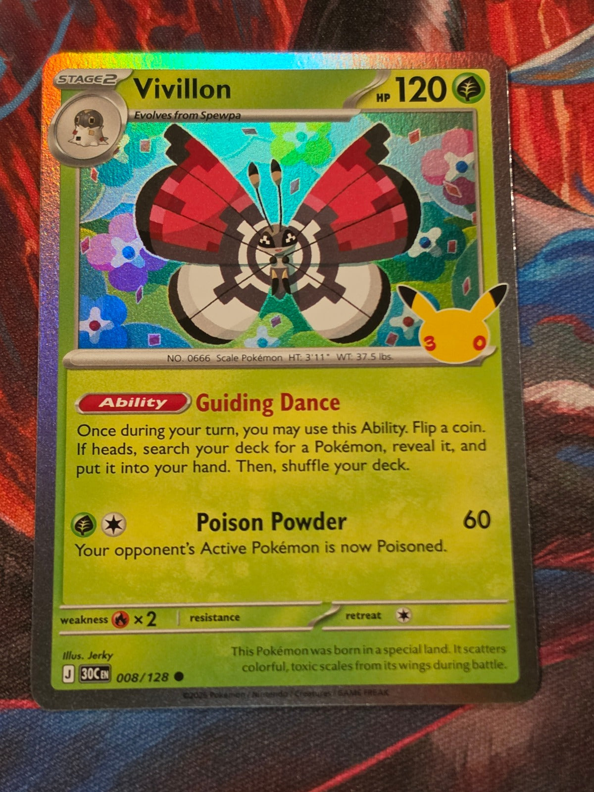 Vivillon - 008/128 - ME: 30th Celebration - Common - NM - Pokemon