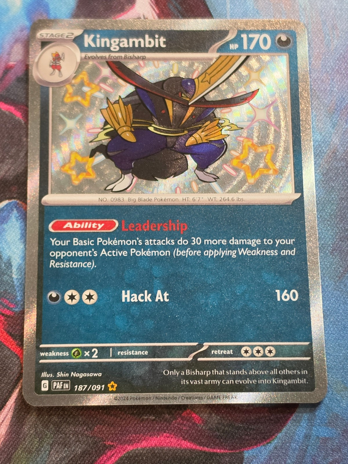 Kingambit Shiny Rare Paldean Fates 187/091 NM Pokemon