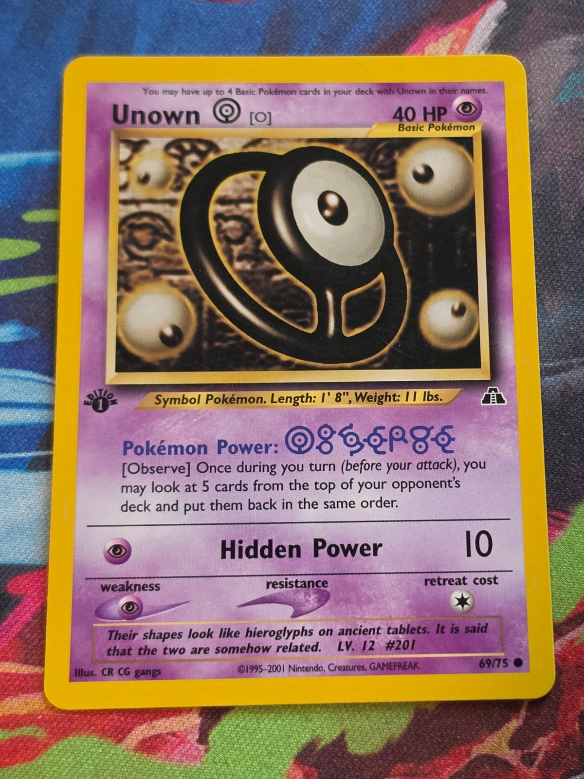Unown [O] - 69/75 - Neo Discovery - Common - 1st Edition - NM Pokemon