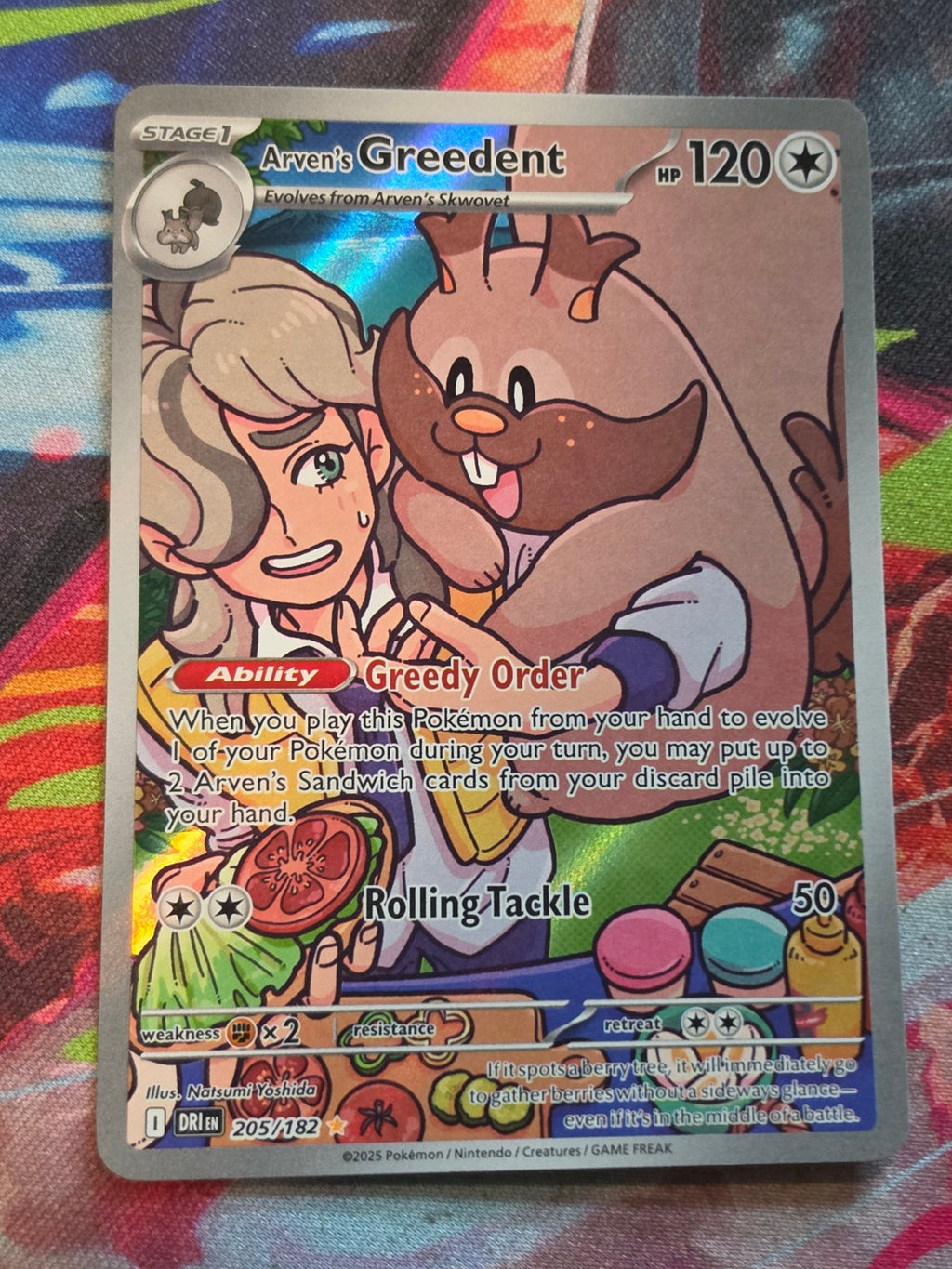 Arven's Greedent Illustration Rare SV10: Destined Rivals 205/182 NM Pokemon