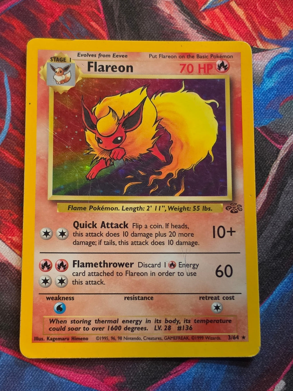 Flareon Holo Rare Jungle 03/64 HP+ Pokemon